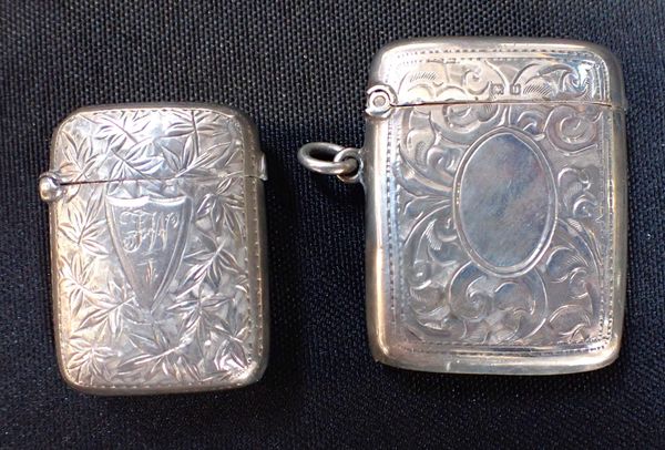 TWO VICTORIAN SILVER VESTA CASES