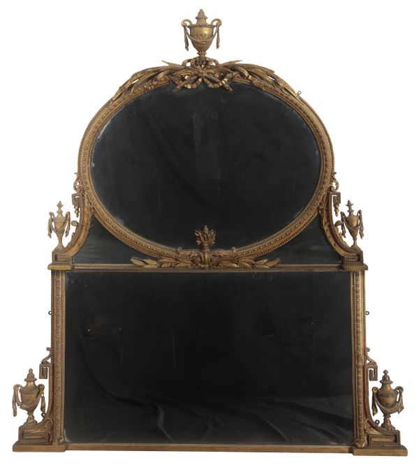 A GEORGE III STYLE GILTWOOD OVERMANTEL MIRROR