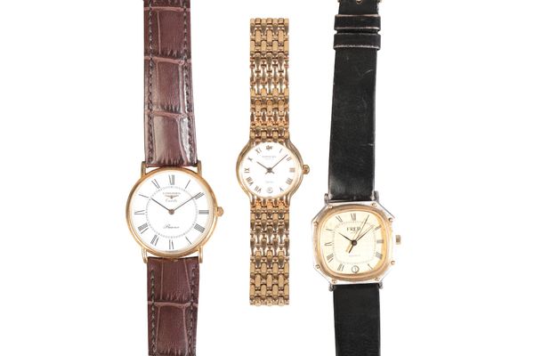 LONGINES: A GENTLEMAN'S GOLD-PLATED WRISTWATCH