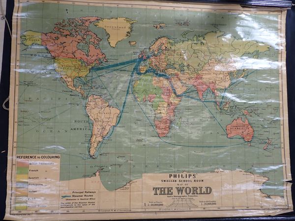 PHILIPS'S SMALLER SCHOOL ROOM MAP OF THE WORLD