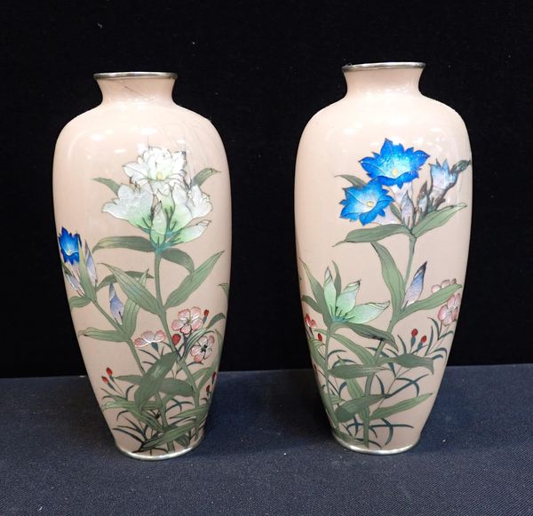 A PAIR OF JAPANESE CLOISONNE VASES