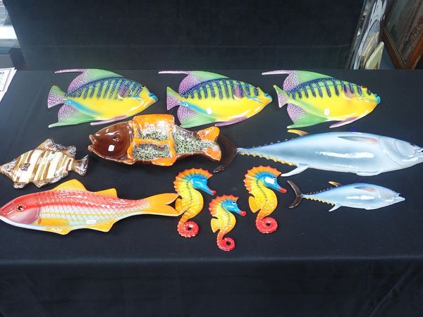 A COLLECTION OF WALL HANGING CERAMIC FISH