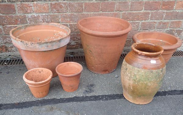 A LARGE OLD TERRACOTTA FLOWERPOT