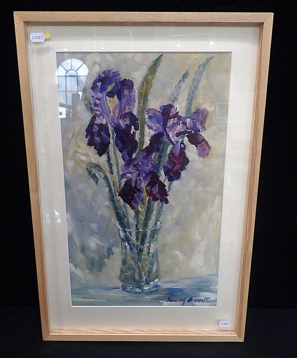 INDISTINCTLY SIGNED: VASE OF IRISES