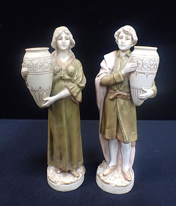 A PAIR OF ROYAL DUX FIGURES