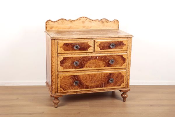 A VICTORIAN PAINTED PINE CHEST OF DRAWERS