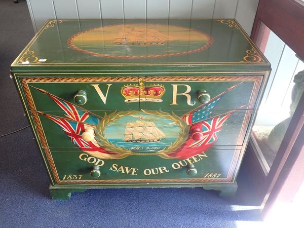 A PAINTED PINE ‘VICTORIA JUBILEE’ CHEST OF DRAWERS OF MARITIME DESIGN