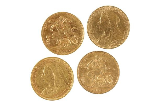 VICTORIA, FOUR SOVEREIGNS 1893, 1893, 1894, 1894 (4)
