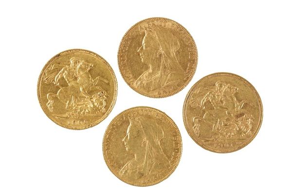 VICTORIA, FOUR SOVEREIGNS 1900, 1900, 1901, 1901 (4)