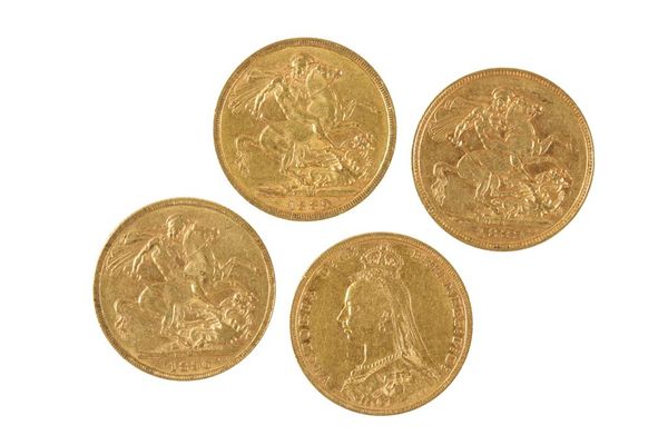 VICTORIA, FOUR SOVEREIGNS 1889, 1890, 1891, 1892 (4)