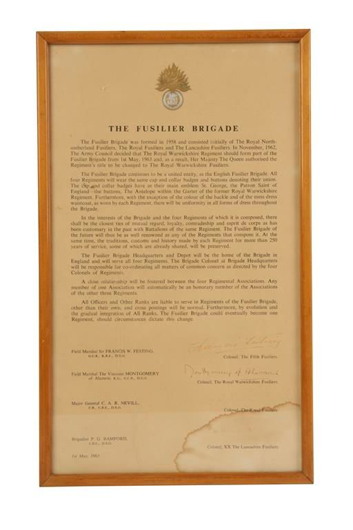 A SIGNED LETTER FROM THE FUSILIER BRIGADE