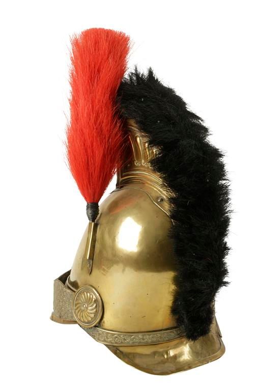 A BRASS FIRE HELMET from DuAirronville Fire Brigade of France