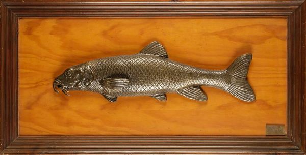 A PAIR METAL WALL FIGURES OF BARBEL AND CARP