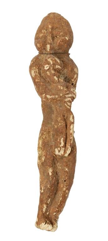 A CARVED WOODEN MATERNITY FIGURE