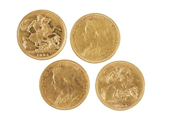VICTORIA, FOUR SOVEREIGNS 1893, 1894, 1895, 1896 (4)
