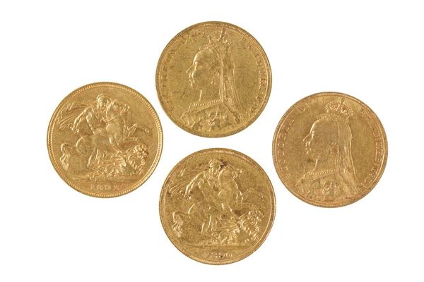 VICTORIA, FOUR SOVEREIGNS 1889, 1890, 1891, 1892 (4)