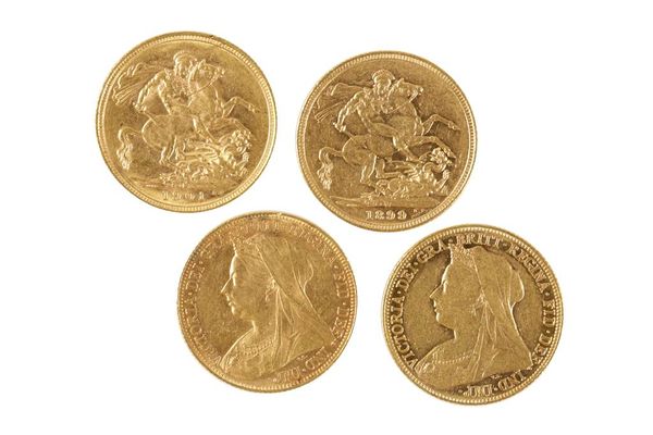 VICTORIA, FOUR SOVEREIGNS 1898, 1899, 1900, 1901 (4)