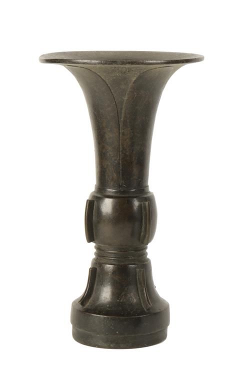 BRONZE ARCHAIC GU FORM VASE, MING DYNASTY, 17TH CENTURY