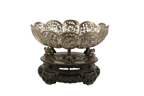 SILVERED-METAL FILIGREE BOWL, LATE QING DYNASTY