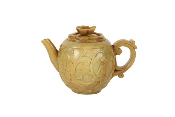 SMALL CARVED SOAPSTONE TEAPOT, KANGXI PERIOD