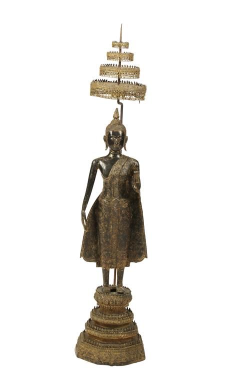 GILT-BRONZE STANDING BUDDHA, THAILAND, 19TH CENTURY