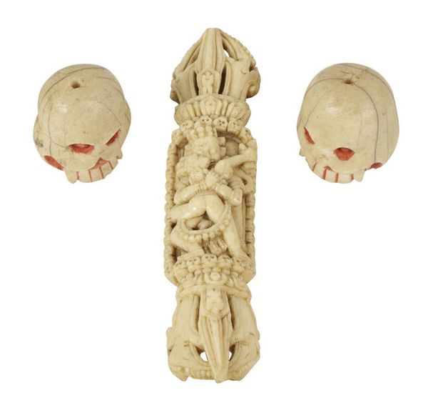 CARVED BONE RITUAL OBJECT, TIBET, 19TH CENTURY