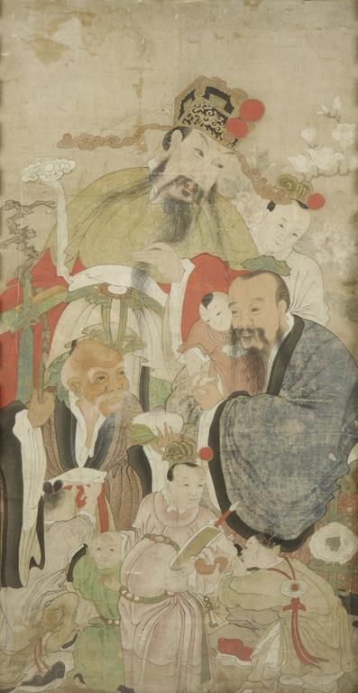 CHINESE SCHOOL, 19TH CENTURY, Depicting the three 'Star Gods'