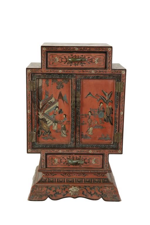 RED LACQUER CABINET, QING DYNASTY 19TH CENTURY