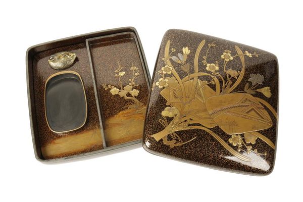 FINE GILT LACQUER SILVER MOUNTED WRITING BOX, MEIJI PERIOD (1868-1912)