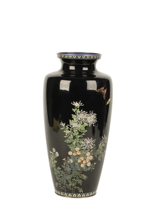 FINE BLUE GROUND CLOISONNE VASE, MEIJI PERIOD (1868-1912)