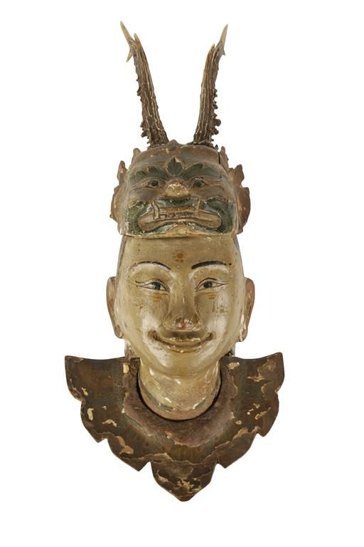 CARVED POLYCHROME PAINTED NAT MASK, BURMESE, LATE 19TH CENTURY,