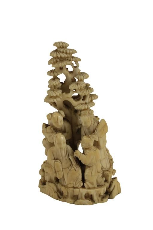CARVED IVORY GROUP, QING DYNASTY 18TH CENTURY