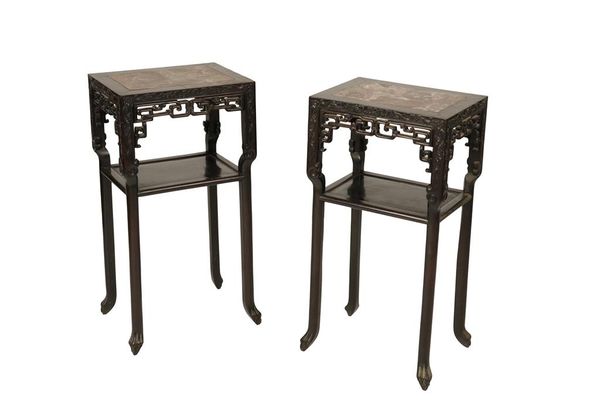 PAIR OF CARVED HARDWOOD STANDS, LATE QING DYNASTY