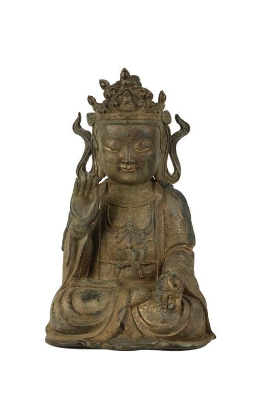 SEATED GILT-BRONZE GUANYIN, MING OR LATER