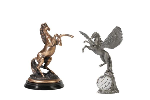 A PRANCING WINGED HORSE DESK PIECE
