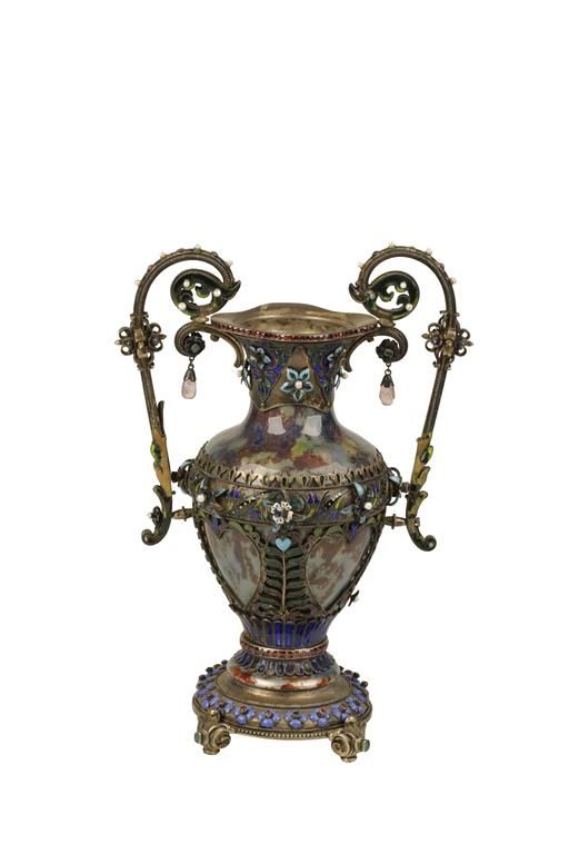 AUSTRIAN ENAMEL AND METAL VASE