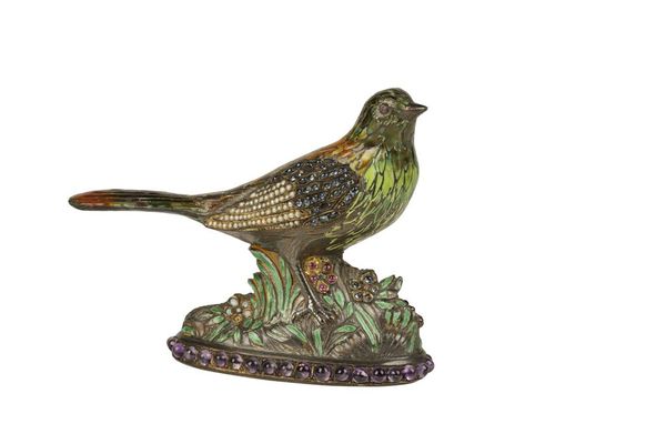 AUSTRIAN METAL AND ENAMEL BIRD CIRCA 1860