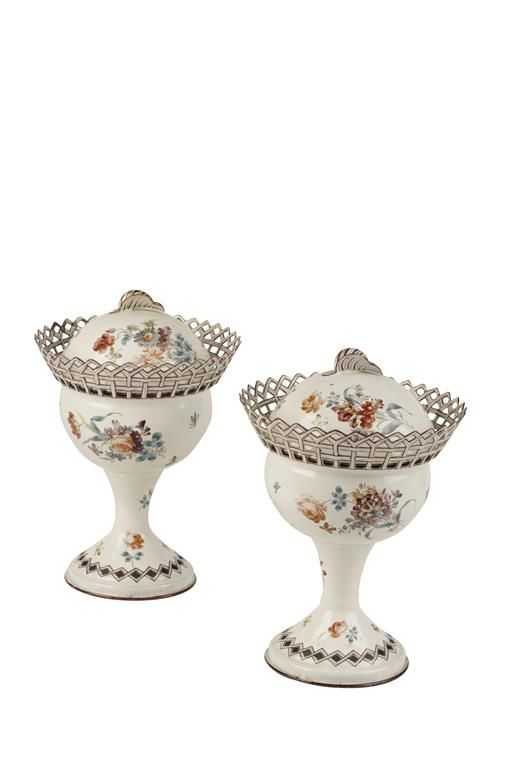 PAIR OF GERMAN ENAMEL COMPORTS CIRCA 1880