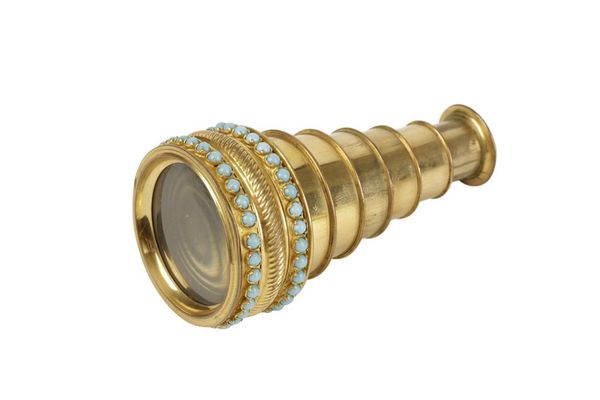 CONTINENTAL GILT AND TURQUOISE JEWELLED TELESCOPIC LOOP