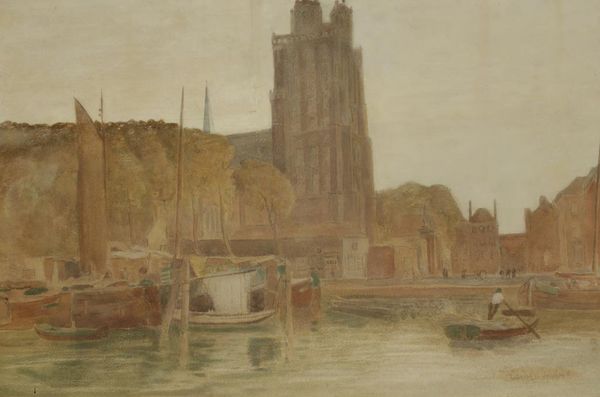 EDWARD GOODALL (1819-1908) "CANAL BOATS IN HOLLAND"