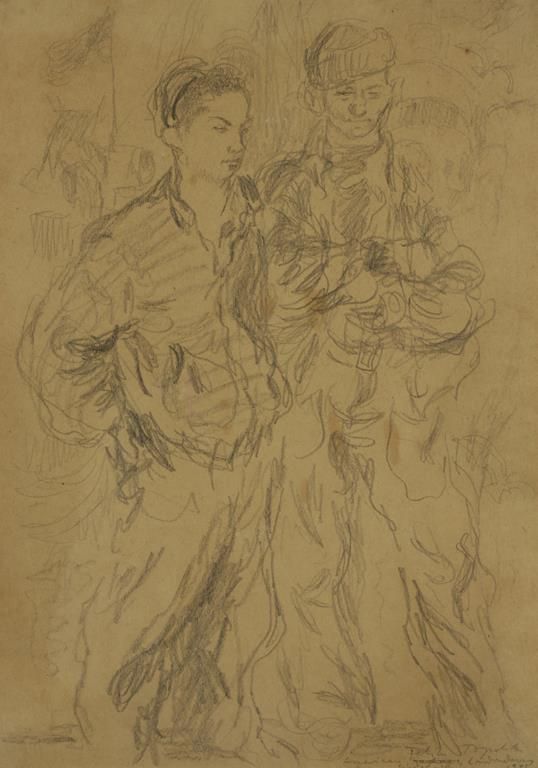 •FELIKS TOPOLSKI (1907-1949) "AMERICAN ENLISTED MEN, LONDONDERRY, 1942"