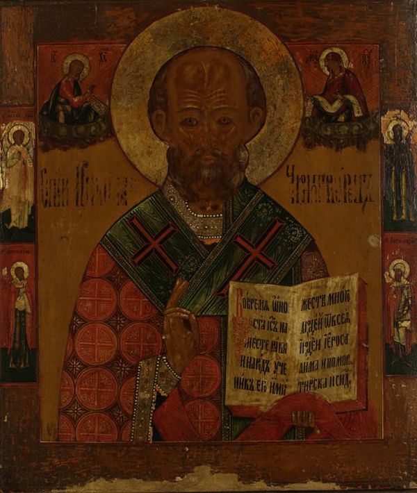 RUSSIAN ORTHODOX SCHOOL, AN ICON OF ST NICHOLAS THE WONDERWORKER