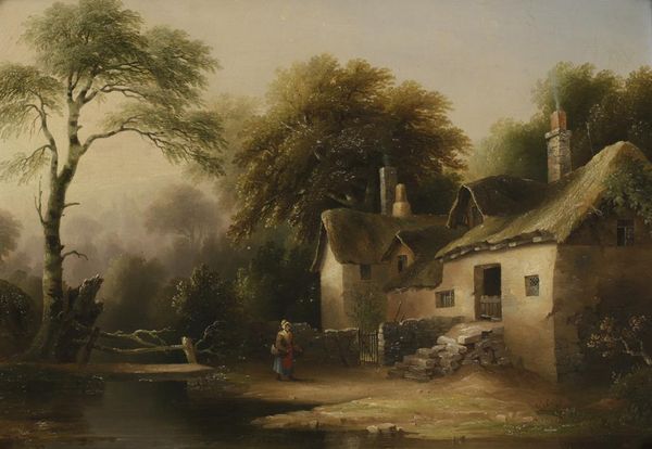 JOHN WALLACE TUCKER (1808-1869) Fisherwoman carrying a basket outside a cottage