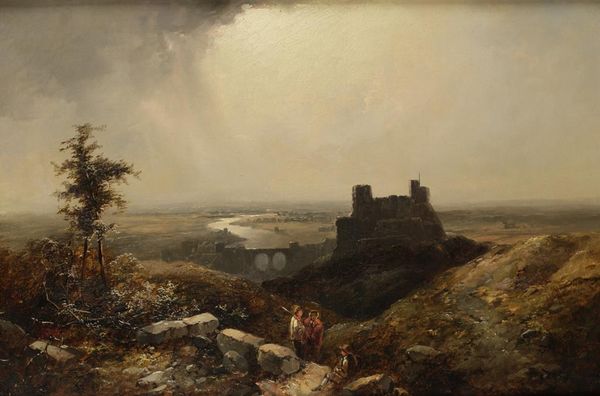 EDMUND JOHN NIEMANN (1813-1876) Figures in an expansive landscape with a castle beyond