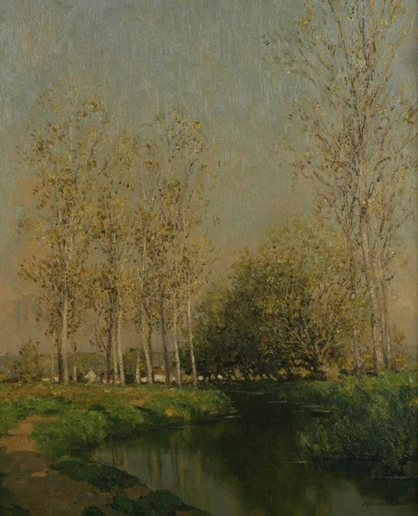 MARCEL ADOLPHE BAIN (1878-1937) A river landscape with trees lining the riverbanks