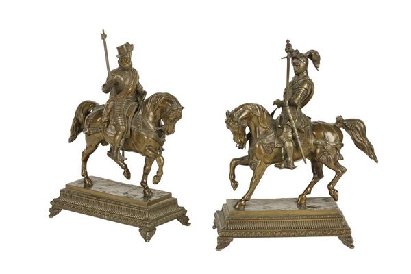 PAIR OF EQUESTRIAN BRONZE FIGURES