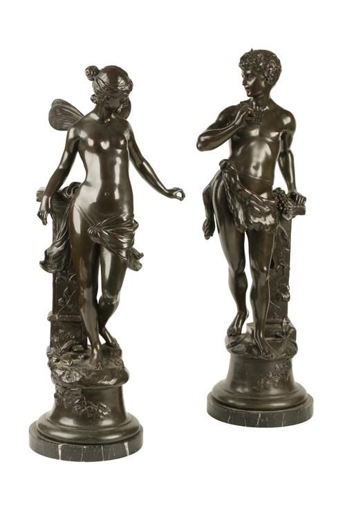 PAIR OF ART NOUVEAU BRONZE FIGURES