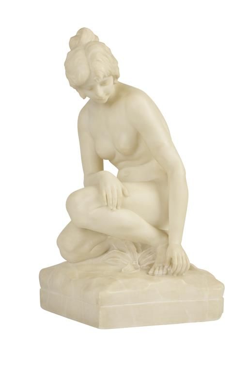 LATE 19TH CENTURY ALABASTER FIGURE OF A NUDE MAIDEN