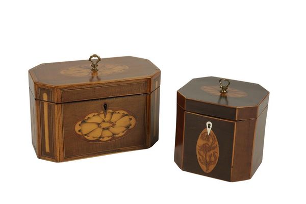 GEORGE III SATINWOOD TEA CADDY