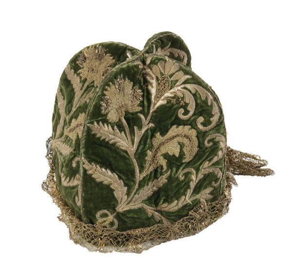 GENTLEMANS GREEN VELVET UNDRESS HAT 18TH CENTURY